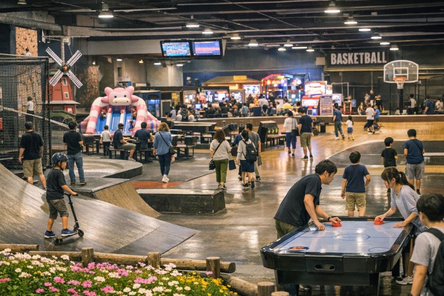 スポッチャ　混雑状況　GW　夏休み　お盆　土日　平日　川崎　お台場　年末年始