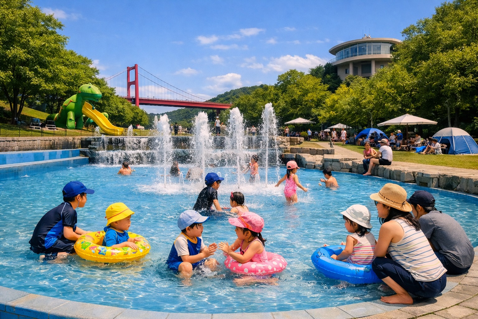 あいかわ公園　水遊び　浮き輪　おむつ　じゃぶじゃぶ池　着替え